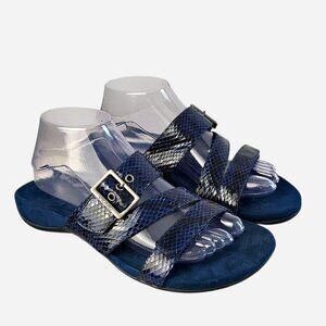 Vionic Rest Skylar Slides Sandals Navy Snake Print Orthotic Comfort l Size 8